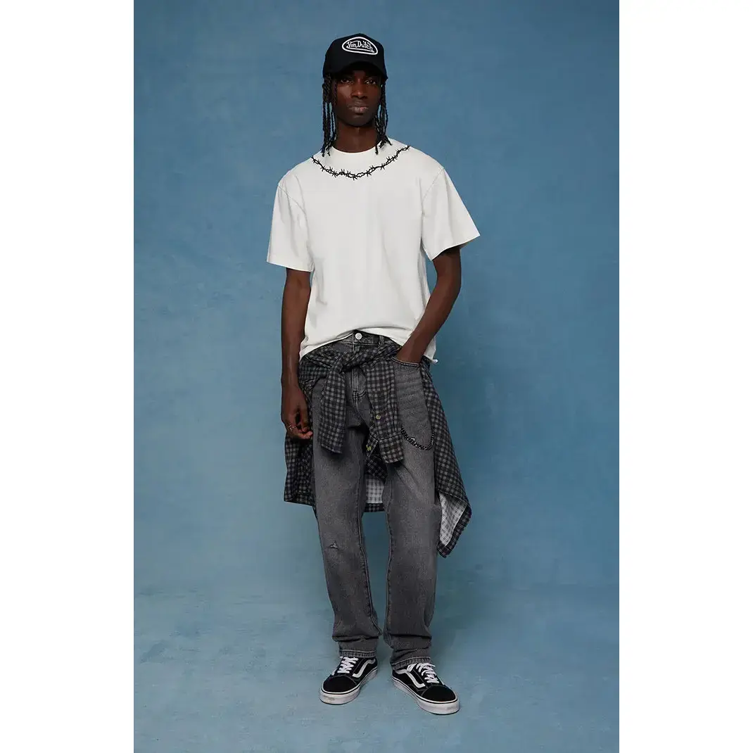 Pacsun Men's Cade Straight Jeans Ripped Black Wash