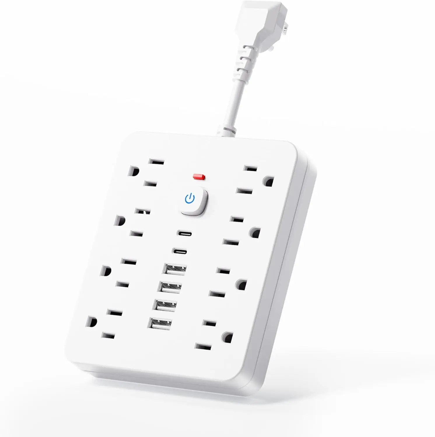 Surge Protector Power Strip - Chiefway Extension Cord with 8 AC Outlets, 6 USB Ports (2 USBC) & One-Touch Switch, Short Cord Outlet Extender, Wall Mountable Surge Protector Outlet for Office Home Dorm