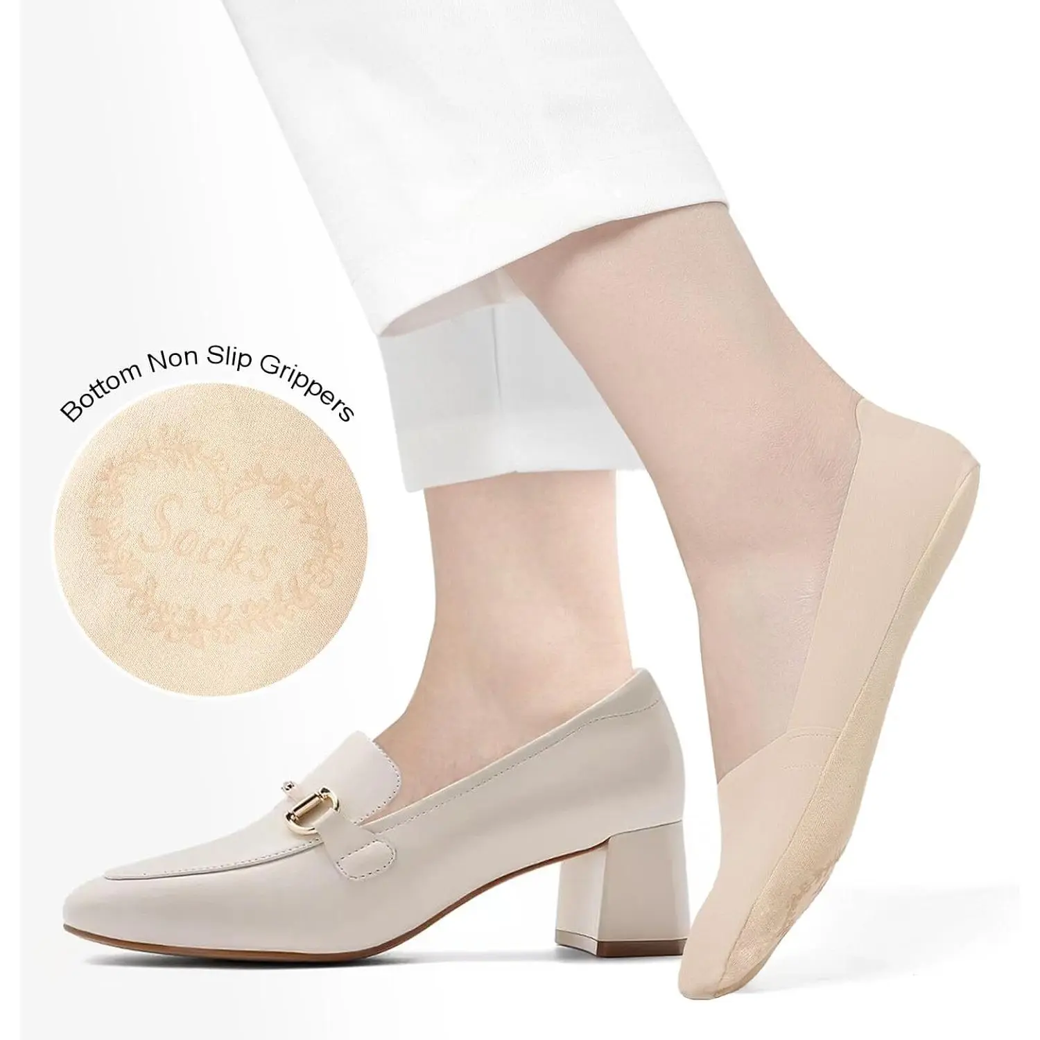 6 Pairs Invisible No Show Low Cut Socks Women Thin Nylon Non Slip Liner Footies Lightweight Silk Socks for Loafers Sneakers