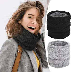 2PCS Women'S Fashionable Fall/ Winter Neck Warmer Scarves Winter Warmth Infinity Scarves Double-Layer Thickened Fleece Windproof Scarves Unisex