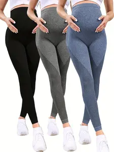 3PCS Women's Maternity Leggings over the Belly Maternity Yoga Pants Workout Pregnancy Leggings Pregnancy Clothes