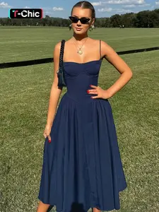 Women's Plain Backless Bodycon Dress, Elegant Spaghetti Strap Sleeveless Dress for Party Club Holiday, Ladies Summer Clothes, Formal Elegant Dress