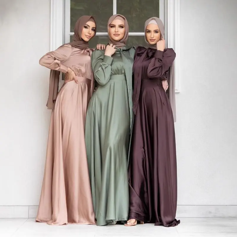 NewWomen's robes, evening gowns, large swings, satin dresses, Muslim robes, prayers Gamis Clothes Authentic Saudi Thobe Abaya