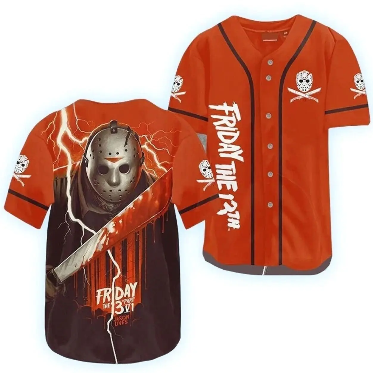Jason #13 Voorhees Friday Baseball Jersey Red Hip Hop Halloween Cosplay
