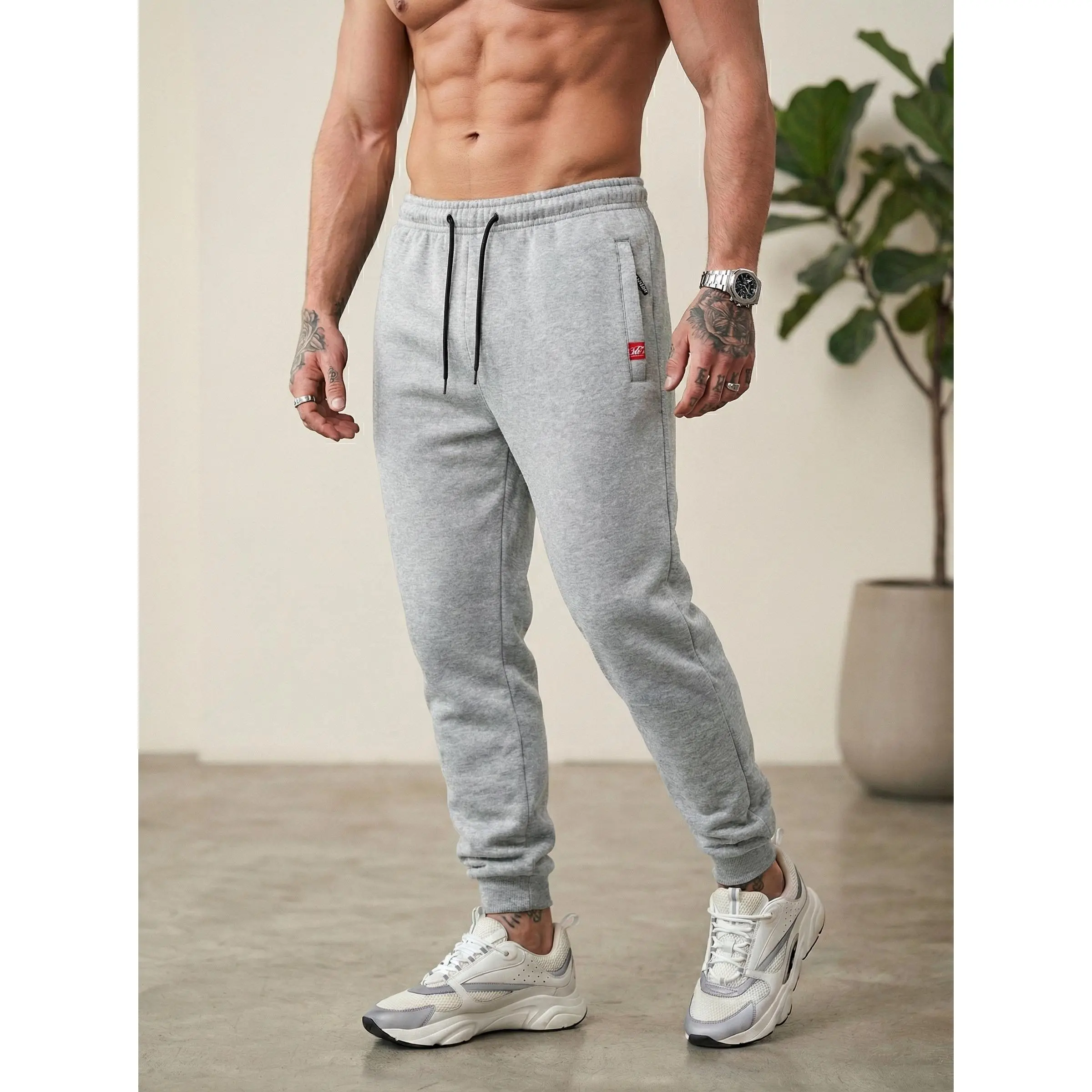 Men's spring-autumn sport pants, loose and tapered casual pants, with elastic drawstring waistband, not hot and uncomfortable men's pants, daily plain-colored casual pants Thermal Hiking Snowpants cargo Graphic Streetwear Zipper Menswear