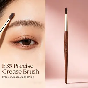 E35 Precise Crease Brush, Horse Hair Bristle Small Crease Blending Makeup Tool, High-End Rosewood Copper Pipe, Professional Beauty Essential, Eye Makeup Brushes