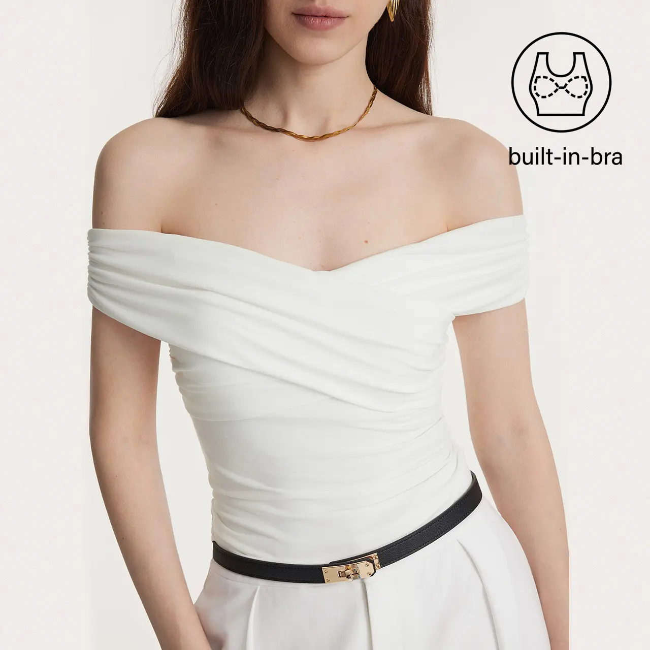 OGL Criss Cross Off Shoulder New Airy Brami Top Pure White Minimalist Basic Cami for Women cold shoulder tops TikTokShopSummerSale