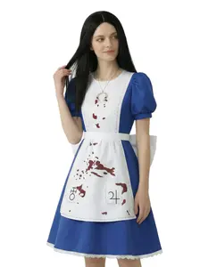 Victorian Alice Cosplay Costume Dress Maiden Outfit for Adults | Alice in Wonderland Themed Fancy Dress | Lolita Style Vintage JSK Uniform for Themed Parties, Halloween, Convention Cos