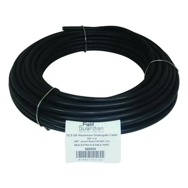 Field Guardian 900050 Undergate Aluminum Cable - 12.5 Gauge, 50 ft. Coil, High Voltage Safe, Underground Aluminum Wire