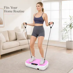 Whole Body Vibration Trainer - Compact Home Gym Vibration Plate Fitness Platform with Resistance Bands, Remote Control