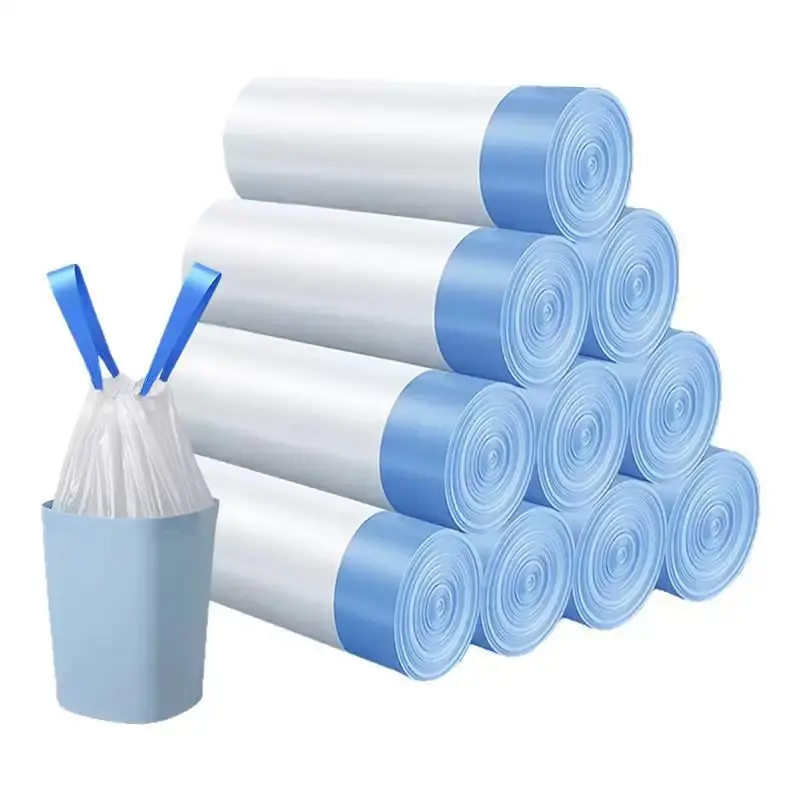 60-Pack Household Heavy-Duty Extra-Thick Degradable Leak-Proof Quick-Tie Drawstring Trash Bags, 13-Gal Disposable Bin Liners for Home Kitchen Daily Waste Disposal