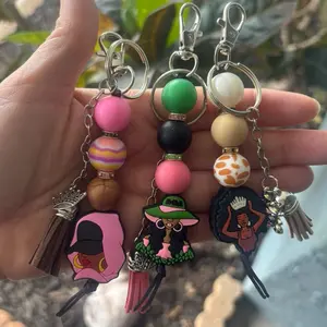 Melanin Queen Beaded Keychain with Crown Charm and Colorful Beads Unique Design Accessory