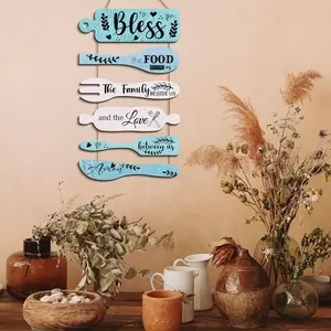 Rustic Kitchen Wall Decor Wood Board Set, Country Dining Room Hanging Art, 6 Piece Rope Plaque, Home Decoration Must-Have, Home Decor Ornaments