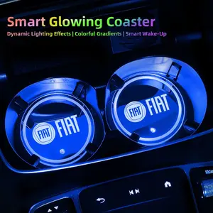 2Pcs Car LED Luminous Water Cup Coaster Colorful Coaster Lamps For FIAT Abarth Pulse Panda Tipo Strada 600 500X Mobi Doblo Fullback Freemont Toro Qubo Fiorino Aegea Punto
