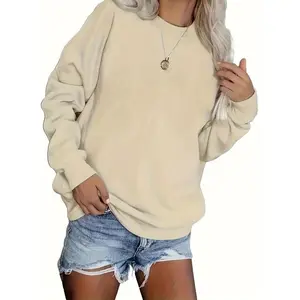 SolidCrewNeckPulloverSweatshirt,CasualLongSleeveSweatshirtForSpring&Fall,Women'sClothing