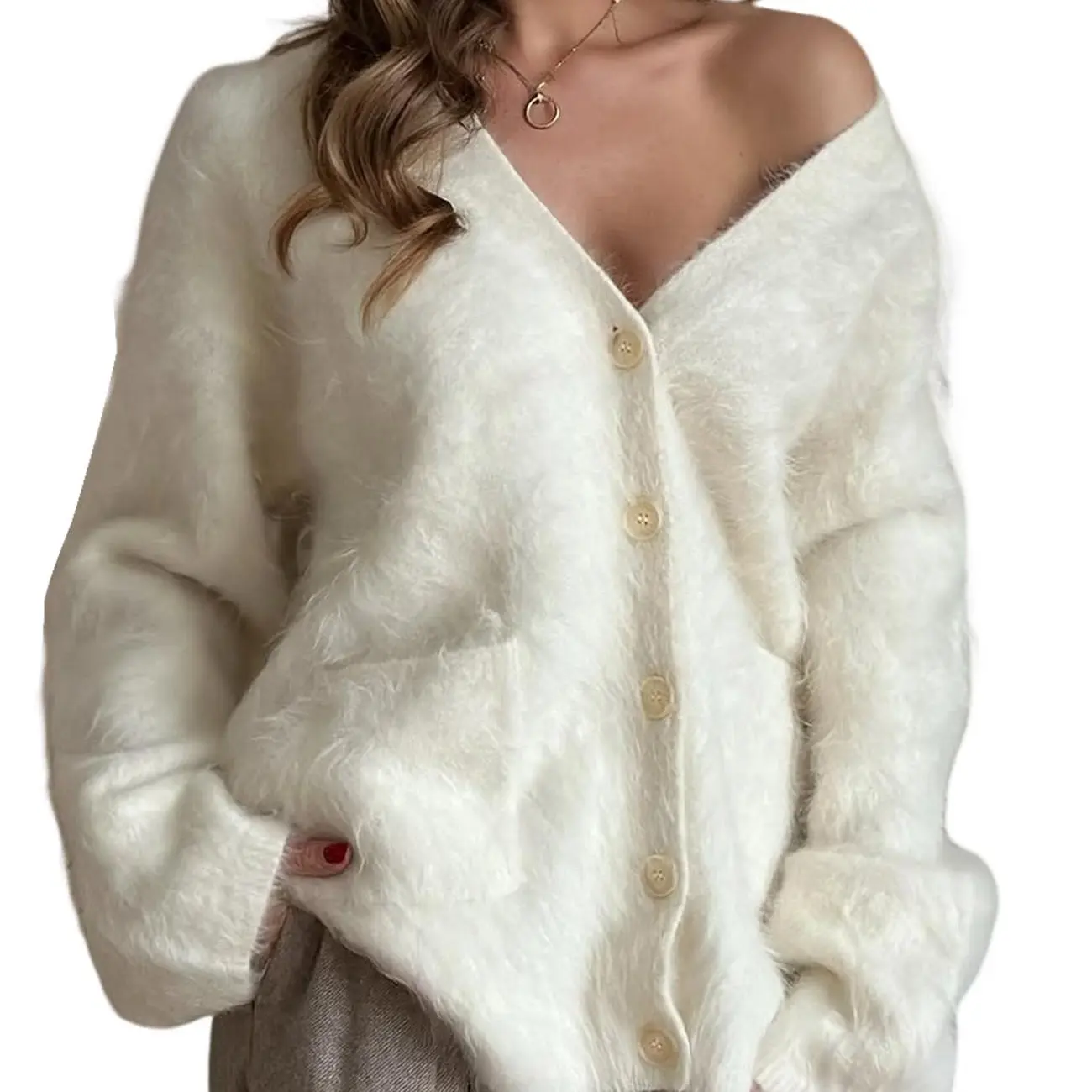 Yimoon Women's Fuzzy Cardigan Sweater Cozy Fall Winter Outerwear