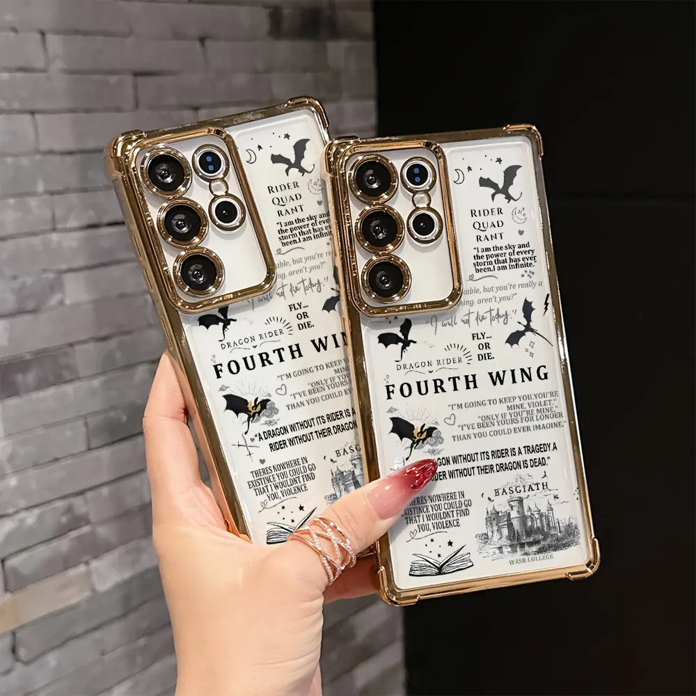 Fashionable New Fourth Wings Phone Case Compatible with for samsung for galaxy S25 S24 S23 S22 S21 FE Ultra Plus 4G 147G, Shockproof Transparent Soft Back Cover, Accessories, Smartphone, Cellphone, Devices, Casing, Protection