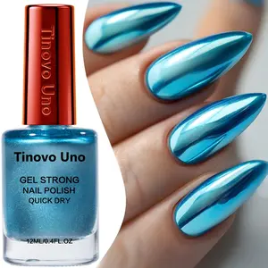 Tinovo Uno 12ml Metallic Blue-Green Mirror Finish Gel Nail Art Polish Quick-dry, no-cure formula Chrome-plated glossy finish Alcohol-free, long-lasting nail polish