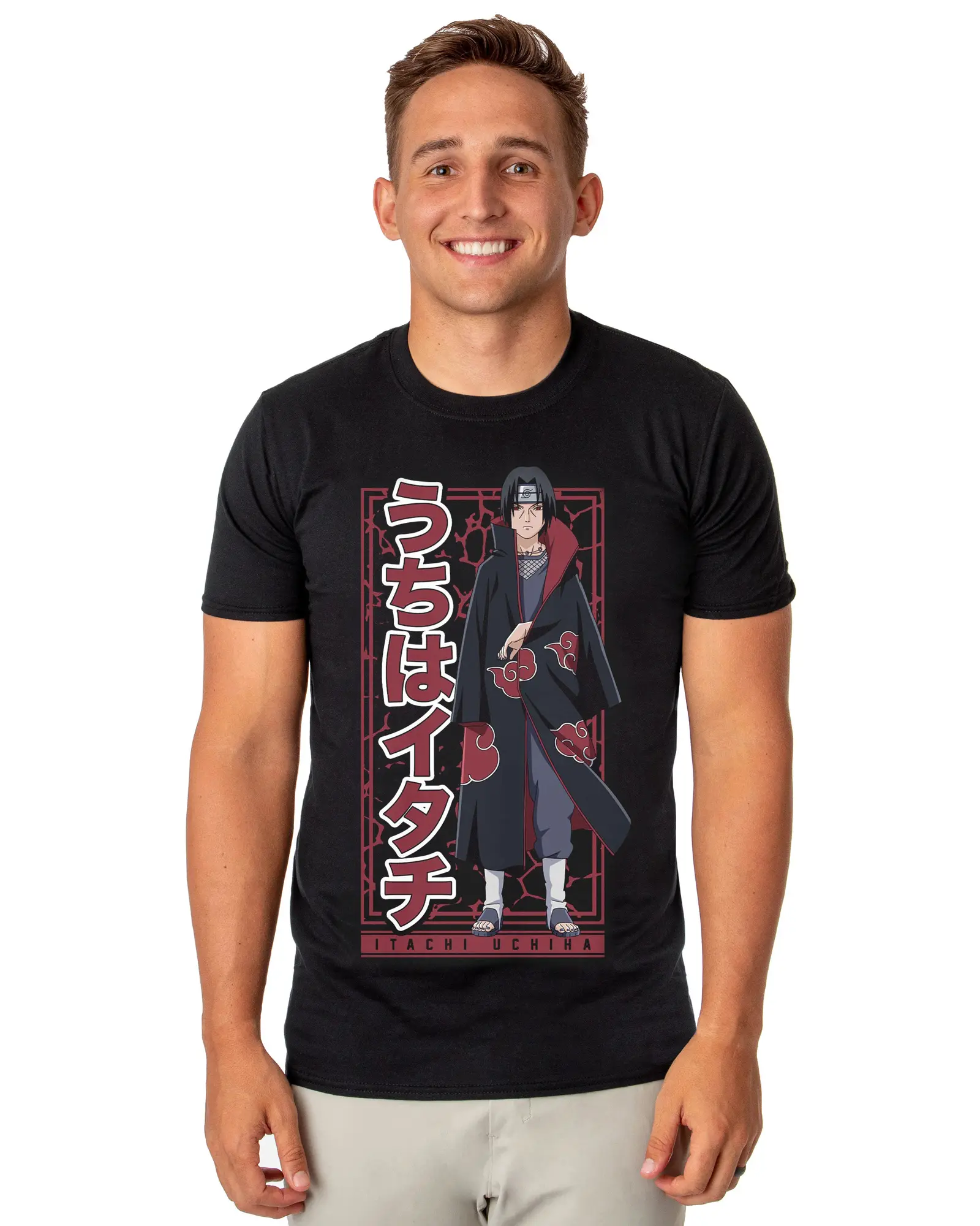 Naruto T-Shirt Men's Itachi Uchiha Pose Short Sleeve Graphic Top