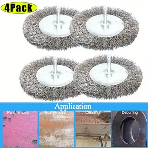 4 Pcs 3 Inch Stainless Steel Wire Wheel Brushes Kit for Drill with 1/4-Inch Shank,Wire Wheels for Power-Operated Grinders,Hand Tools Kits diy Tool Kit