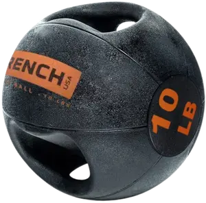French Fitness Dual Grip Medicine Ball w/Handles 10 lb (New)