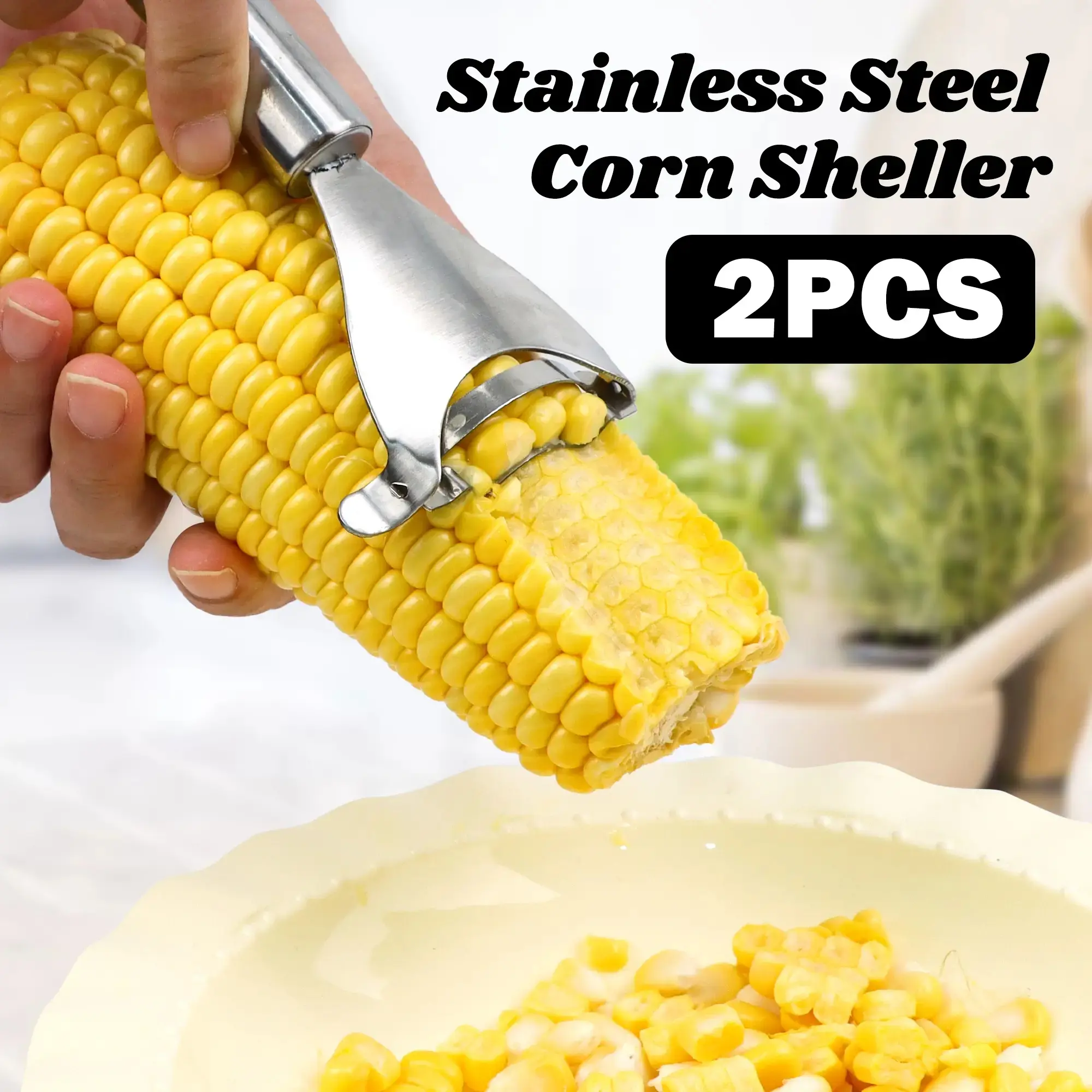 2 Counts Corn Peeler, Commercial-Grade Corn Shucker - Rustproof Steel Blade for Bulk Corn Processing  corn cutter fresh corn