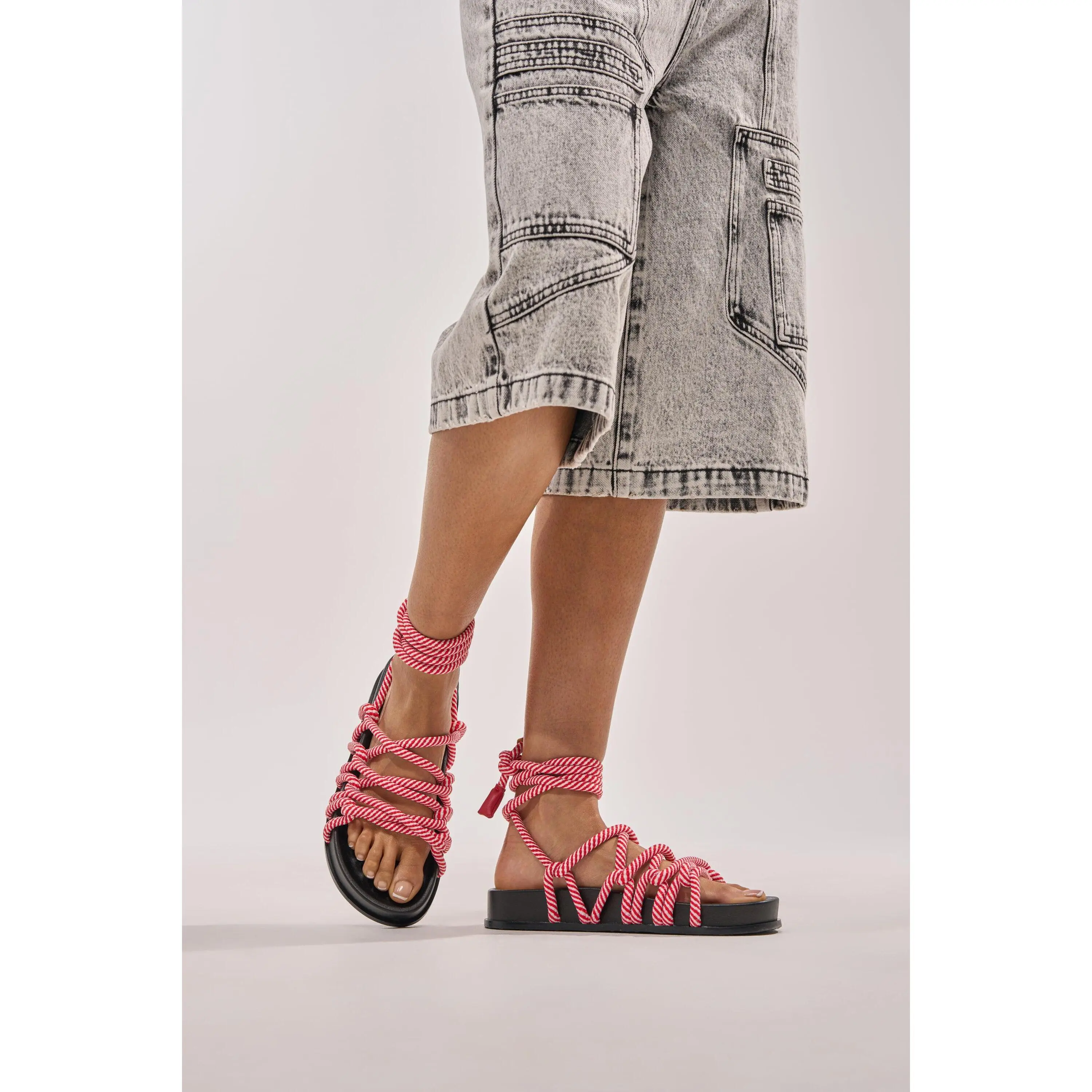 AZALEA WANG EINER RED ROPE FLATFORM SANDAL