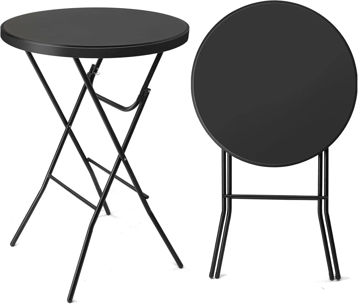 VINGLI 23.5/32" Plastic Folding Round Table Bar Height, HDPE Matrial with Gray Metal Finish, High Top Table for Outdoor Party, Cafes, Restaurants, Backyard, Dining Room, Wedding Event,1 Pack
