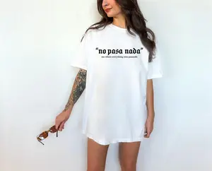 Menswear Men's Classic Ribbed Soft Cotton Short-Sleeve T-Shirt - Personalized Casual Print, Seamless, Oversized Fit, Funny "No Pasa Nada" & "Me When Everything Esta Pasando" Teacher Life Graphic Tee