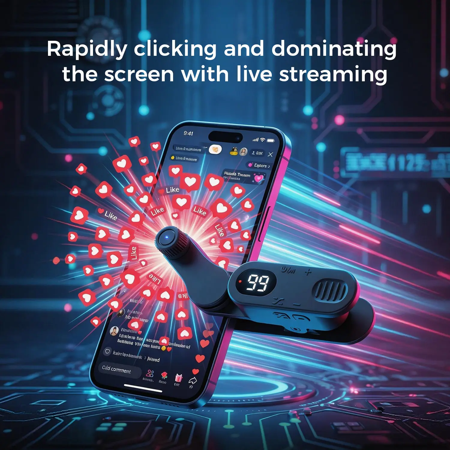 2026 Upgraded version Portable Automatic Smartphone Screen Clicker - Adjustable Speed Physical Tapper with LED Display, Mobile Accessory Compatible with iPhone & Android for Gaming, Selfies
