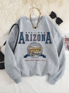 Women's ARIZONA ENCHANTING Graphic Print Crew Neck Sweatshirt, Casual Drop Shoulder Long Sleeve Pullover, Women's Fall & Winter Clothes for Daily Wear Tops