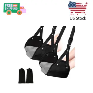 2 Pack Airplane Travel Footrest Hammocks, Adjustable, Black, Memory Foam, Foot Hammock