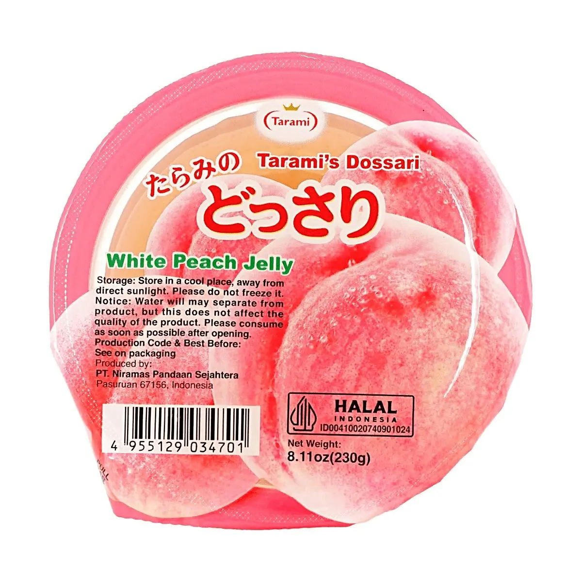 TARAMI Japanese Fruit Jelly Assortment - 5 Flavors (White Peach, Orange, Pineapple, Apple, Mixed Fruit) - 230g x 5 Packs - Real Fruit Pieces, Refreshing & Not Too Sweet