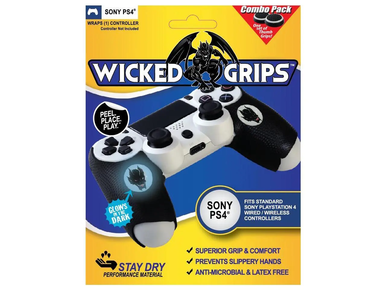 Wicked-Grips™ PS4 / High Performance Controller Grips for Sony PlayStation 4 - Retail Thumb Grips Combo (Controller NOT Included)