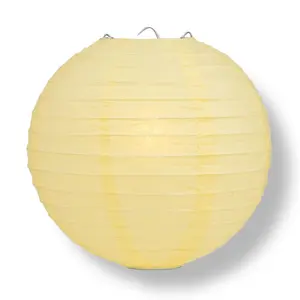 12 PACK | 12" Lemon Yellow Even Ribbing Round Paper Lantern, Hanging Combo Set
