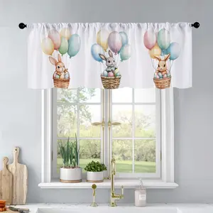 1Pc Three little bunny balloons printed kitchen curtains Window Curtain living room bedroom bathroom home decoration 54 * 18 inches
