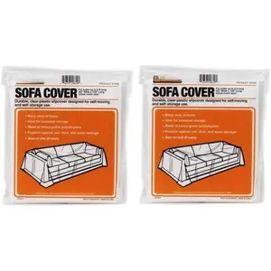 Sofa Covers - 2 Pack - Plastic Moving and Storage Covers for Couches Up to 8' Long - 134" x 42" Covers - Water Resistant