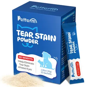 Petterm Tear Stain Relief Powder Supplement for Dogs and Cats, Natural Blend with Food Mix, Triple Action Skin & Coat Care Support
