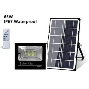 65W Solar Flood Light Outdoor Remote IP67 Waterproof Solar Power Security Light for Yard Gazebo Shed Barn Porch Patio Garage Garden
