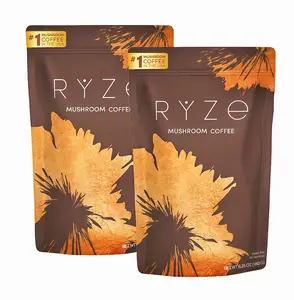 2 Pack RYZE Mushroom Coffee USDA Organic with 6 Adaptogenic Mushrooms and MCT Oil EM USA Grown Instant Coffee for Better Energy, Focus, Digestion, Immunity with Turkey Tail, Shitake, Lion's Mane, 30 Servings Vitamin