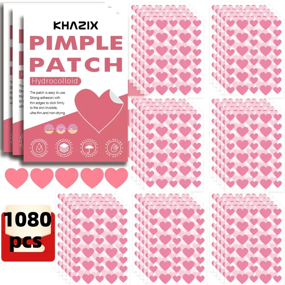 1080pcs Hydrocolloid Pimple Patch, Heart Acne Stickers, Blemish Patches, Acne Patches For Face, Acne Clearing Products, Blemish Relief Care, Ultra-Thin Waterproof Non-Drying, Gentle for All Skin Types