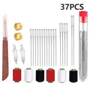 37PCS Big Eye Steel Needles Set,Self-threading Needle Set - Long & Thin Handmade Quilting & Sewing Needles Kit for DIY Sewing Projects Lead Sewing Needle embroidery  needle