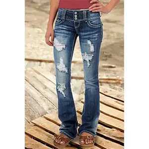 2025 New Low Waist Vintage Ripped Button Jeans（gift）