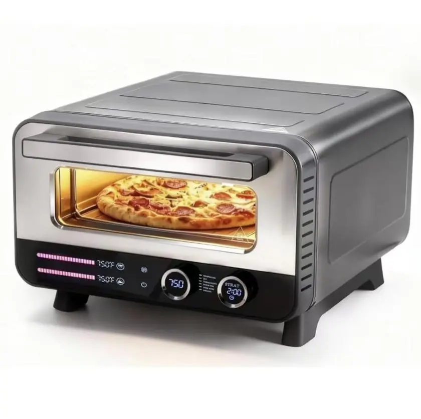 Pizza Oven Indoor, 1600W Electric Pizza Oven Fast Heating, 6 Presets Pizza Maker for 12 Inches, with Pizza Stone & Spatula, Upper-Bottom Independent Heating Temperature Control