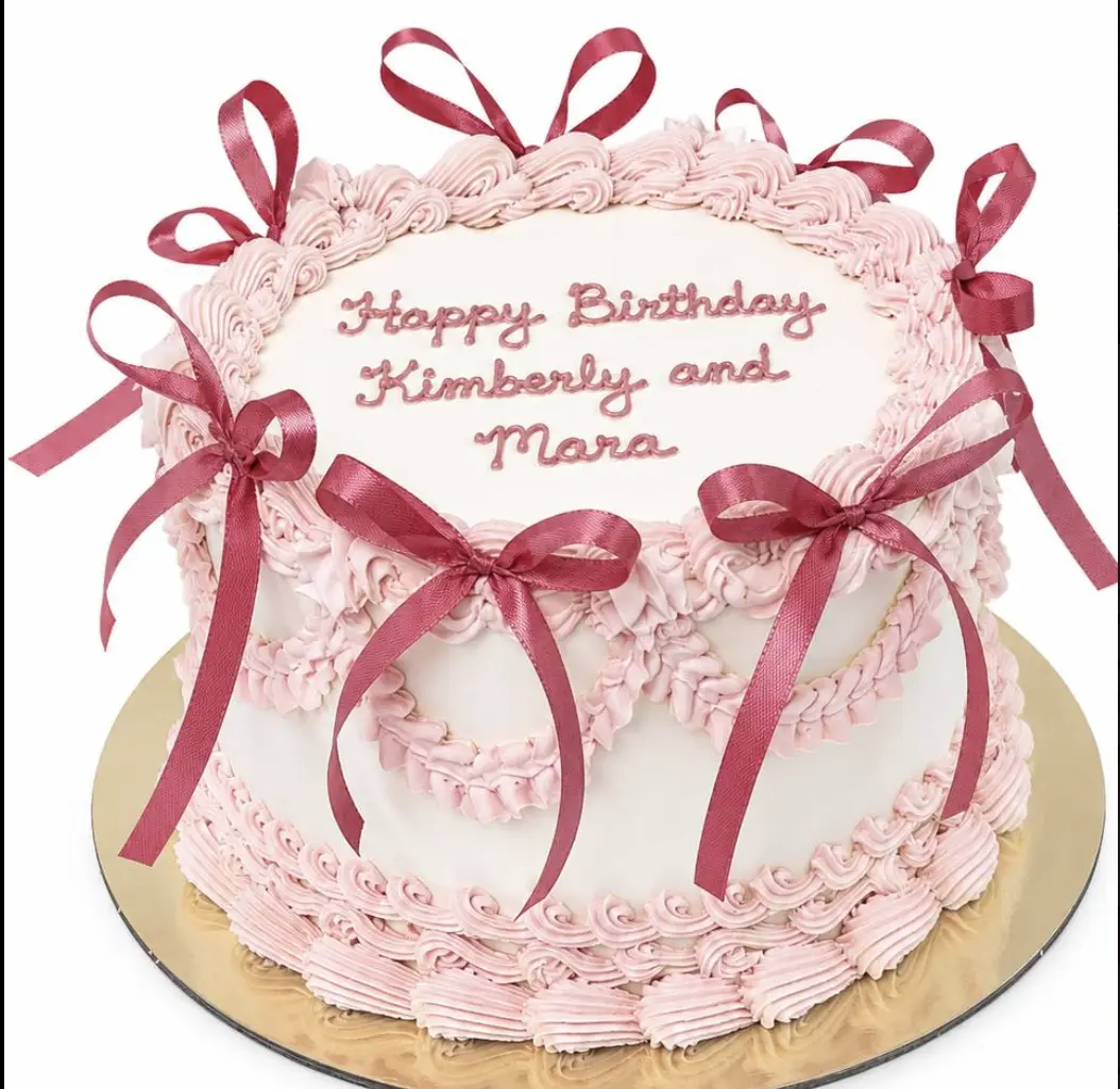 Pink Lambeth Birthday Cake with Satin Bows