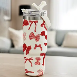 red bow design,1 Pc 30oz skinny mug, double wall vacuum cup, Stainless Steel Tumbler, leak-proof lid, hot cold drinks tumbler, Insulated Water Bottle, gift for women, girls, birthday, Christmas, keeps warm 12h cold 24h, travel thermal mug, Insulated Flask