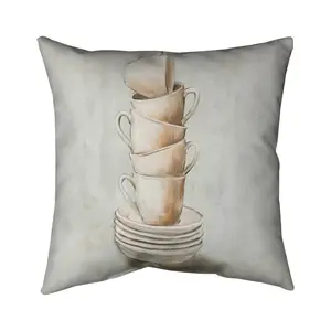 Begin Home Decor 5541-1616-SL19 16 x 16 in. Contemporary Gray Pillow - Stacked Cups Home Decor Accent