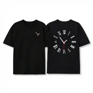 MoodTees minimalist Roman numeral clock graphic T-shirt — black short-sleeve tee, vintage timepiece print, 100% cotton, soft breathable fabric, comfortable relaxed fit, trendy streetwear, casual everyday wear, perfect for layering and gifts