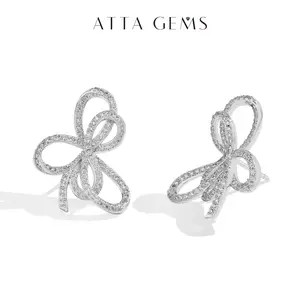 Butterfly shape D Color Synthetic Moissantie Earrings Fine Jewelry for Women Girls Daily Wear Beauty Birthday Gift Jewelry E040