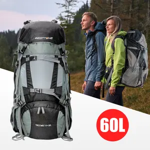 60L Outdoor hiking backpack with internal frame, including rain cover, cyan (Amazon Shipping)(Prohibited by WalMart)(No shipment on weekends) convertible shoulder bag